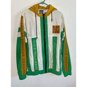 Vintage BLACK BY POPULAR DEMAND MENS XL TRACK SUIT JACKET FULL‎ ZIP WINDBREAKER